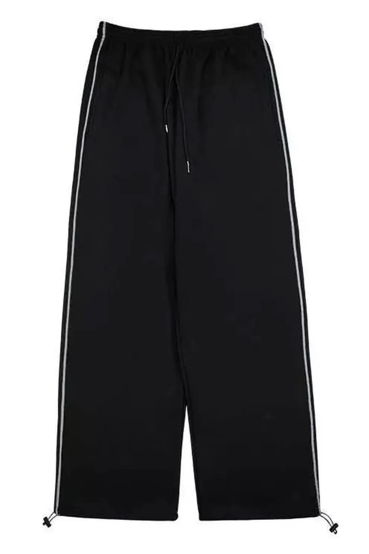 EFBUTİK  Schwarze Jogginghose mit weitem Bein und elastischen Beinen
