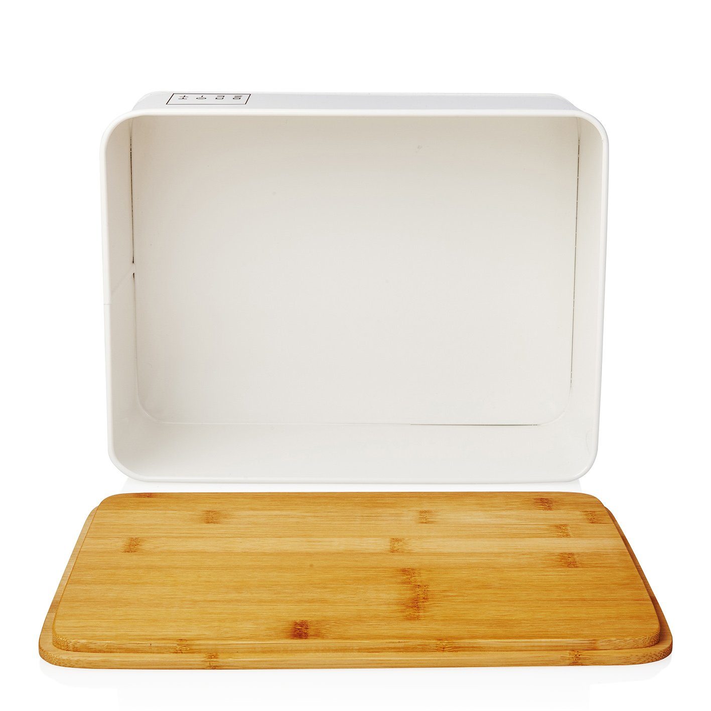 Lumaland Brotkasten Cuisine, Edelstahl, (1-tlg), Brotbox Metall Bambus Deckel rechteckig 30x23x14cm