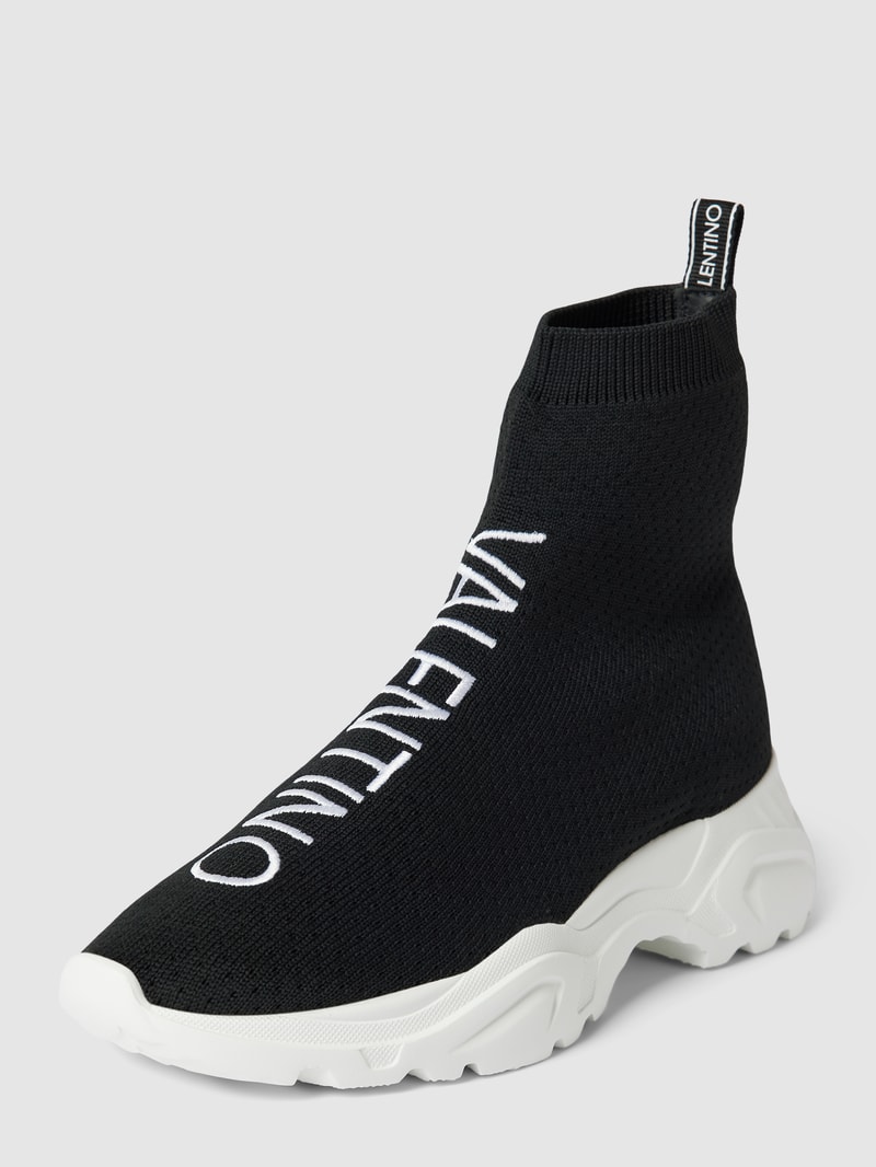 Sock-Sneaker mit Label-Stitching in schwarz