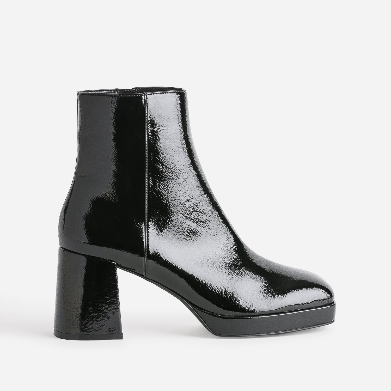 Boots noir éco-conçu verni à plateforme