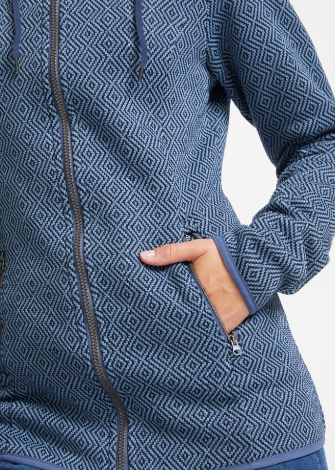 Strickfleecejacke mit verschließbaren Taschen