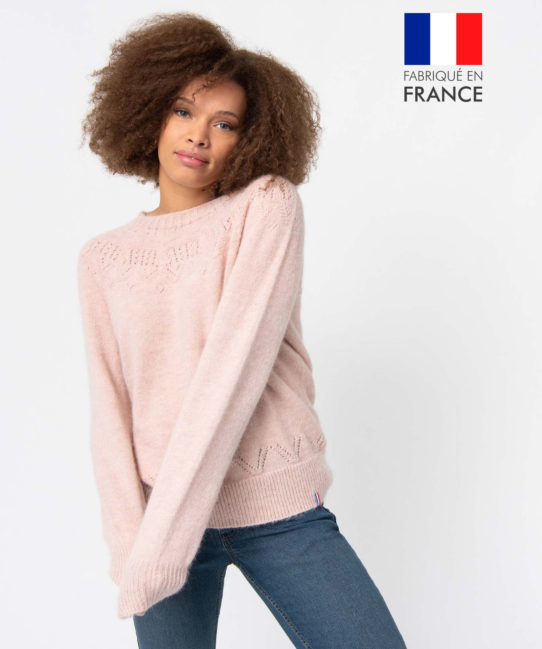 Pull femme en maille 3D innovante rose | GEMO