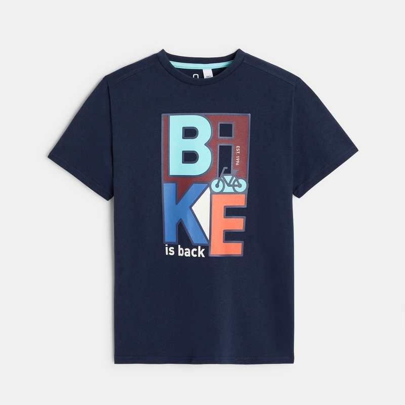 T-shirt à motif vélo bleu garçon
