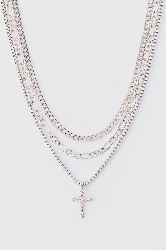Mehrlagige Halskette mit Kreuz