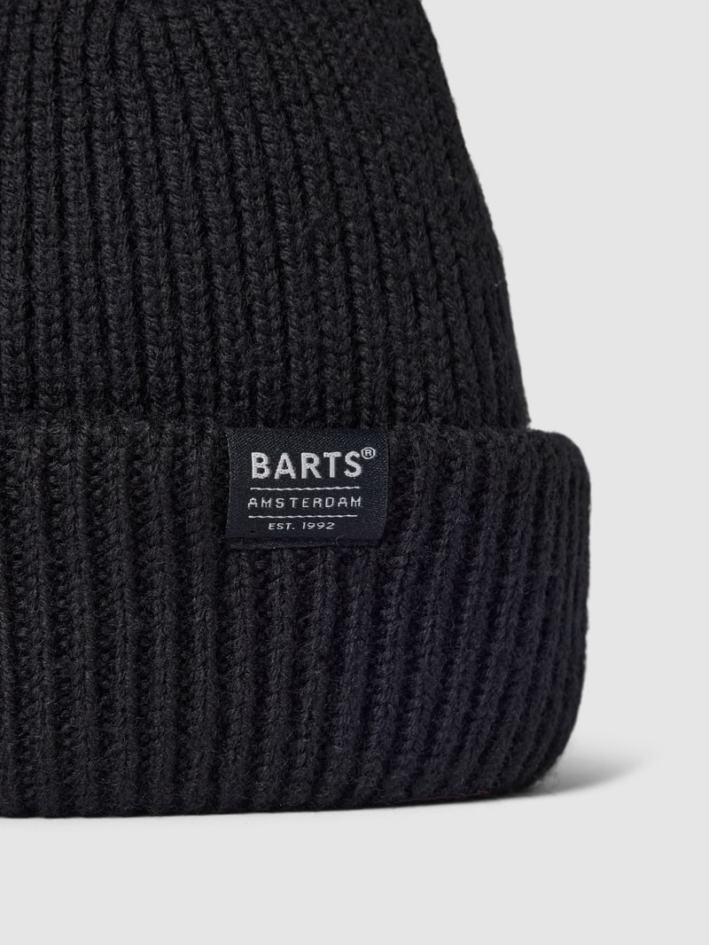 Mütze aus Wolle mit Logo-Applikation Modell 'FEODORE' in schwarz