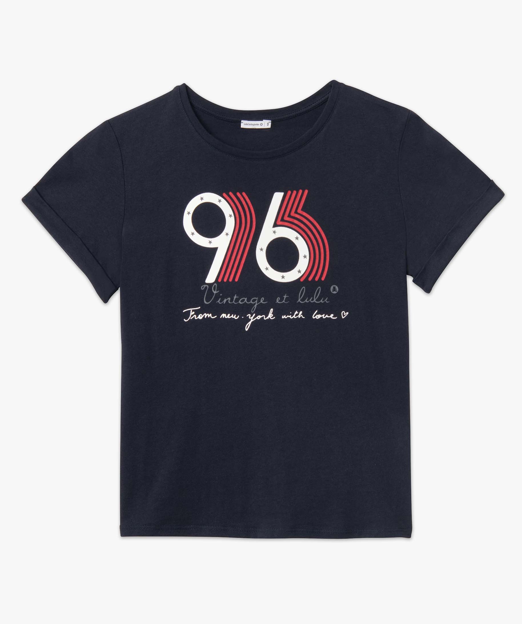 Tee-shirt femme avec large inscription - LuluCastagnette marine | GEMO
