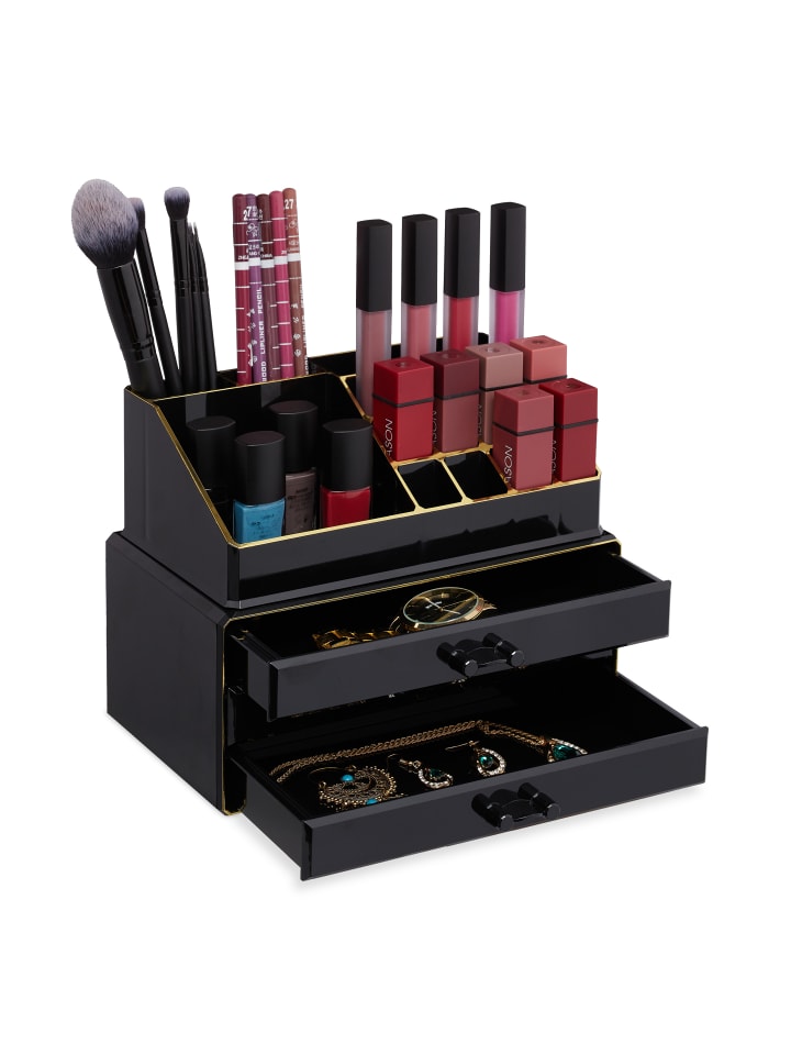 relaxdays Makeup Organizer in Schwarz Gold günstig kaufen onesize