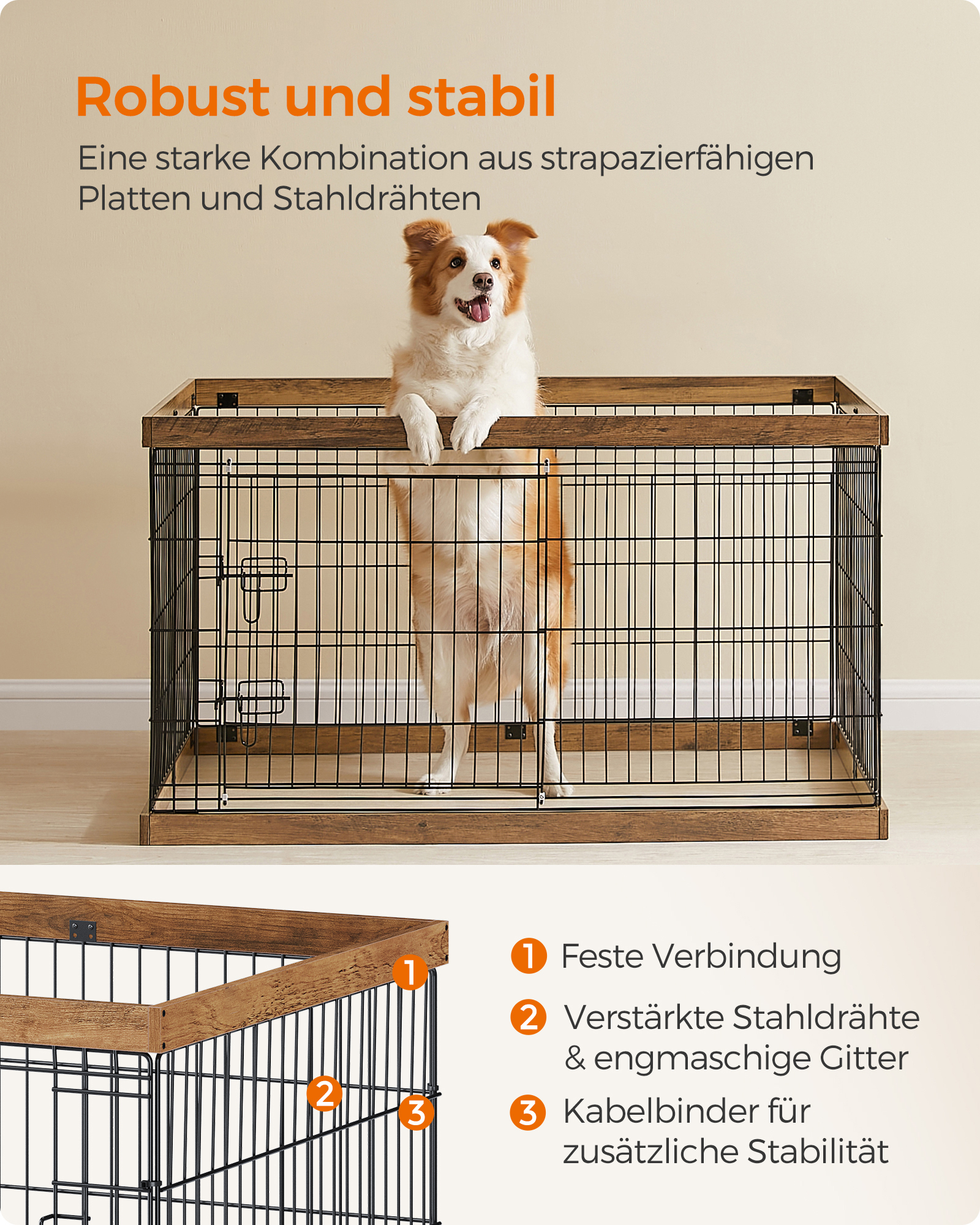 FEANDREA Erziehungshilfen FEANDREA L-XXL Welpenauslauf Stahl-Gitter 1,22 m, 80 cm, 70 cm