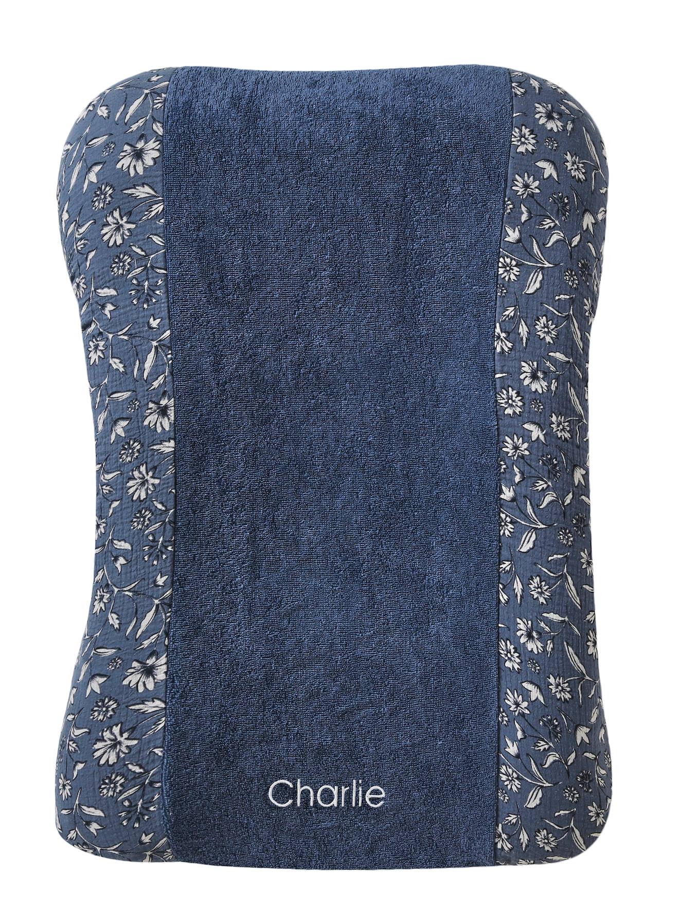 Vertbaudet Wickelunterlagen-Schonbezug, Musselin/Frottee Oeko-Tex, personalisierbar - aquamarin