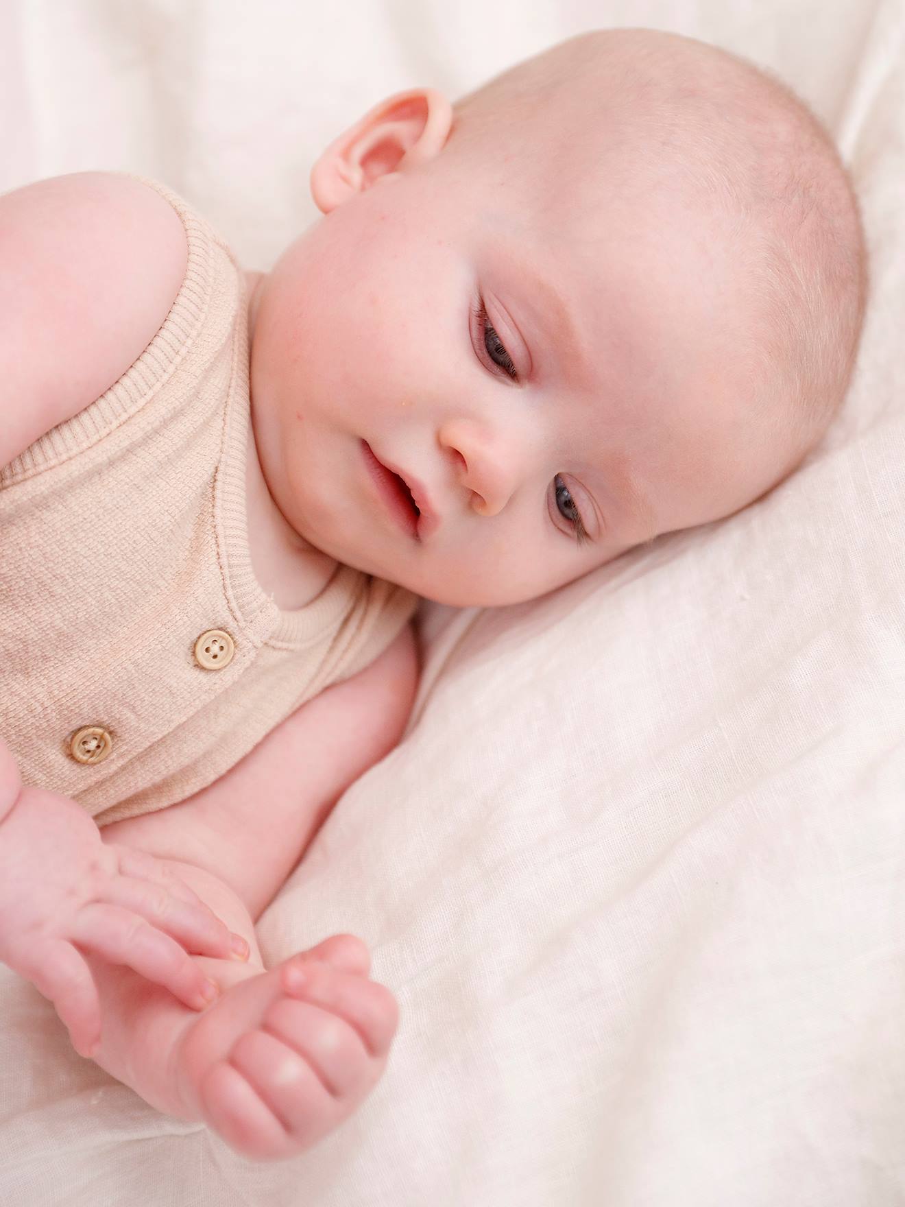 Vertbaudet Baby Kurzoverall Oeko-Tex - beige