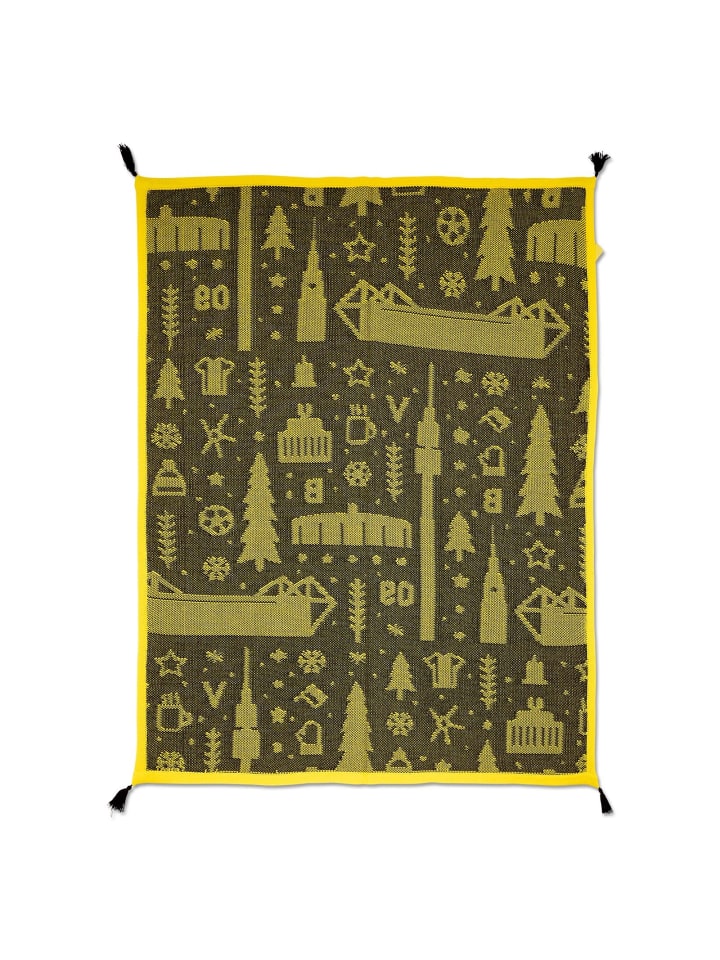 BVB BVB Strickdecke in schwarzgelb günstig kaufen 130 x 170 cm