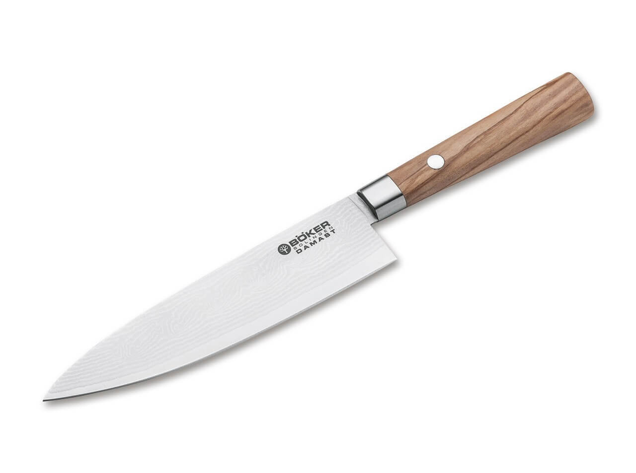 Damast Olive Chefmesser Klein