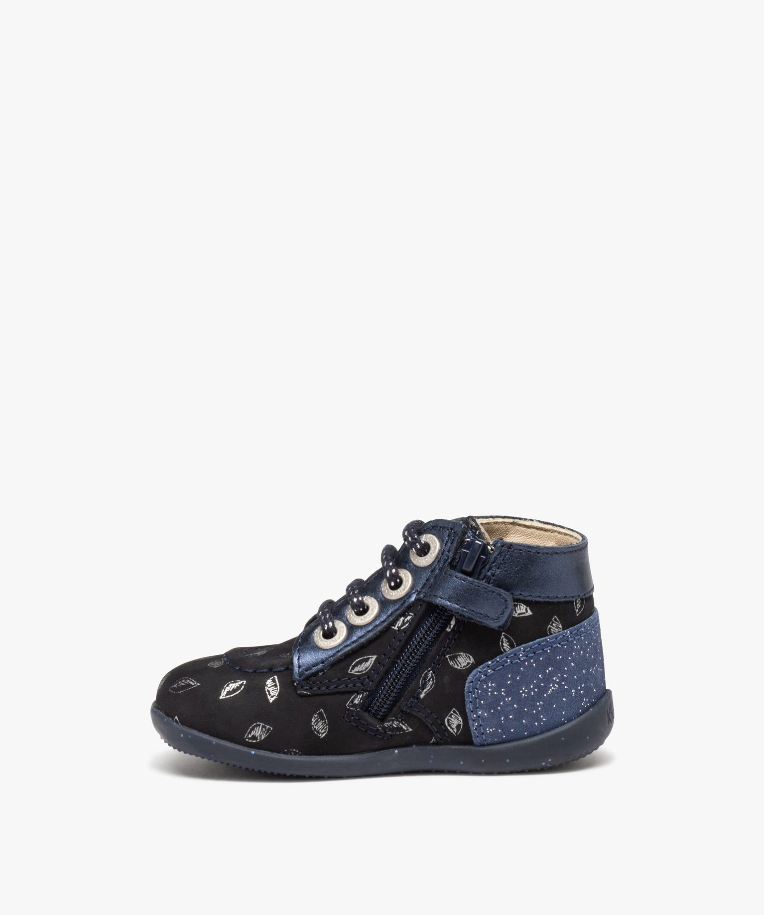 Chaussures premiers pas bébé fille en cuir imprimé fleuri... marine | GEMO