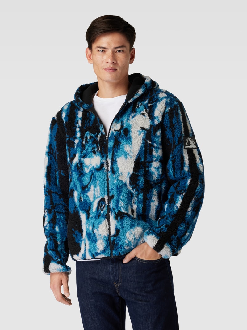 Fleecejacke mit Kapuze Modell 'BEAR' in lagune