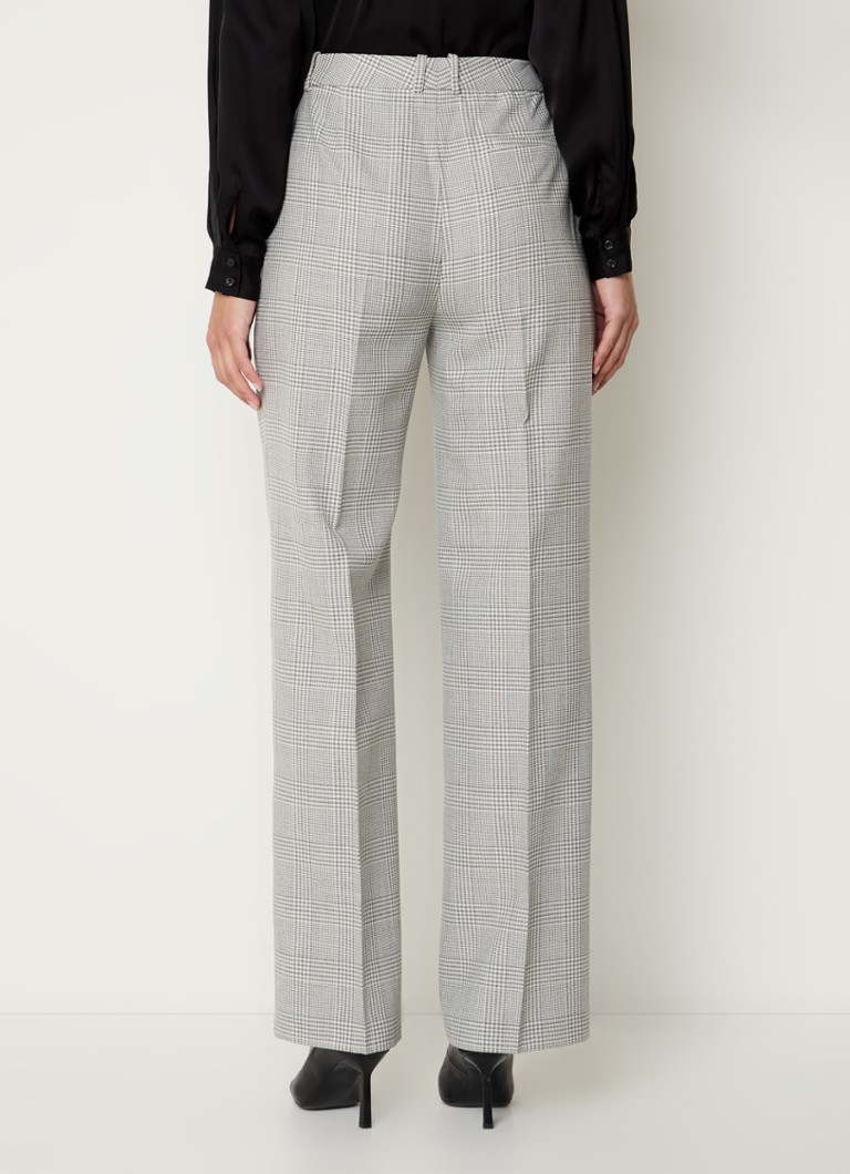 HUGO BOSS Tanity high waist regular fit virgin wool trousers with check pattern