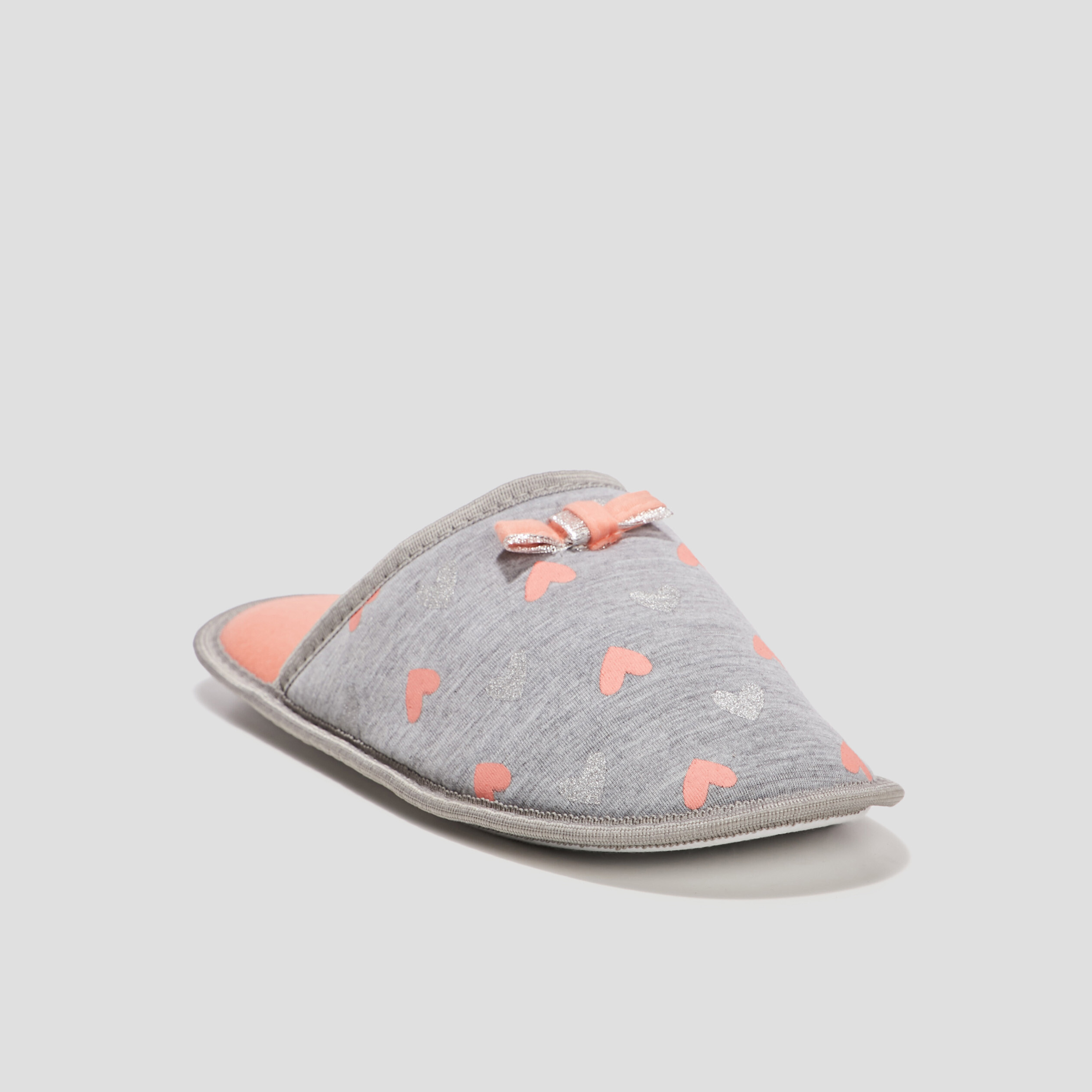 Chaussons mules coeur gris femme | La Halle