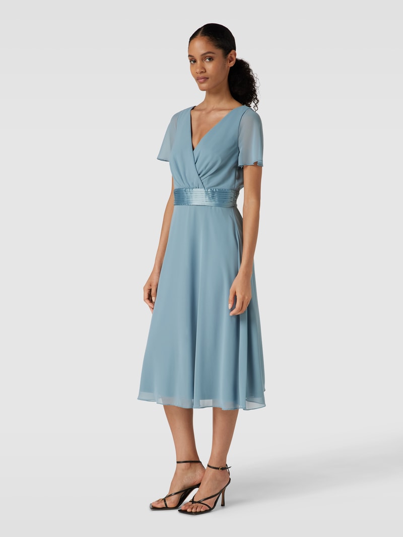 Cocktailkleid in Wickel-Optik in ozean blau