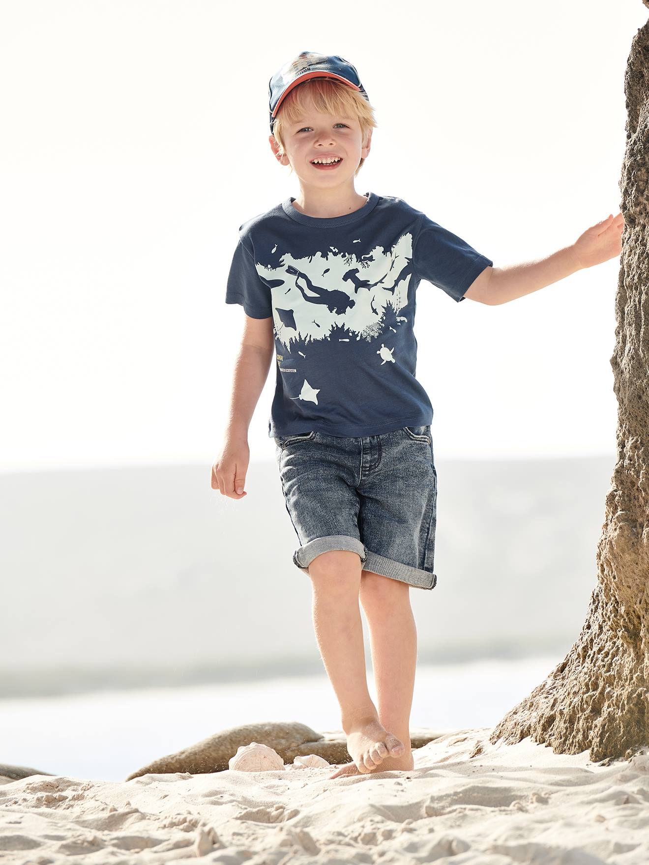 Bermuda en molleton effet denim garçon forme 