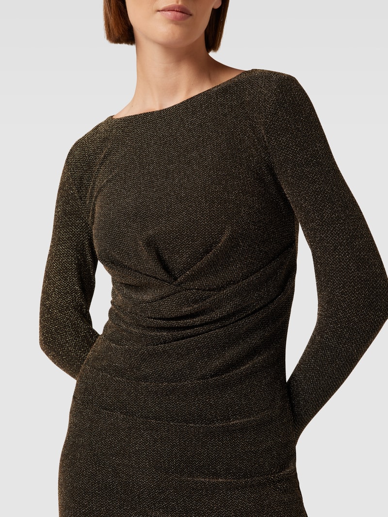 Knielanges Kleid mit Raffungen in gold