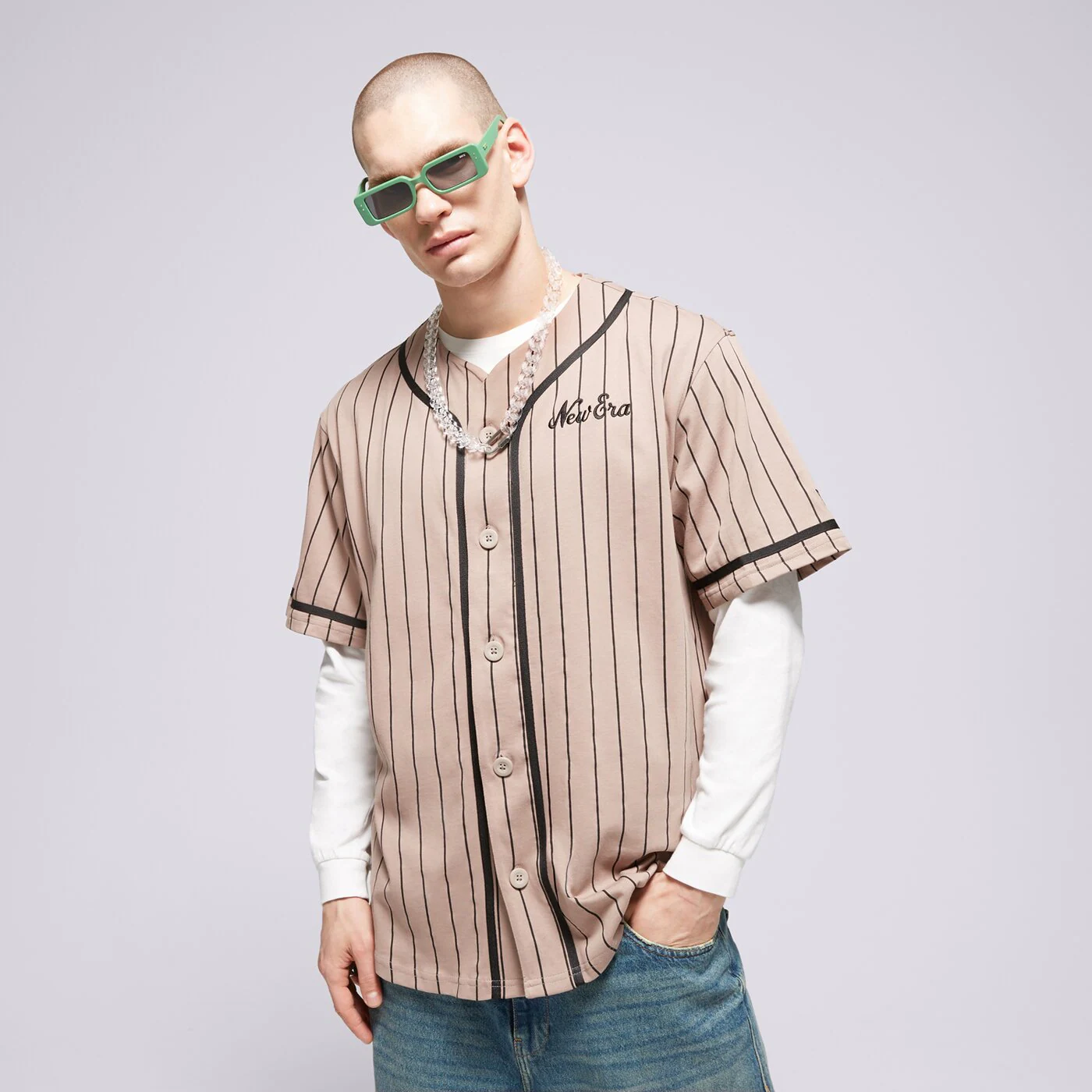 NEW ERA T-SHIRT NE PINSTRIPE JERSEY NONE Beige