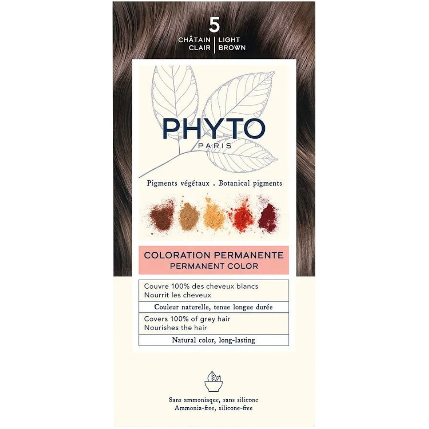 Phyto Phytocolor Coloration Permanente 5 Châtain Clair - Cheveux Colorés Ou Blancs
