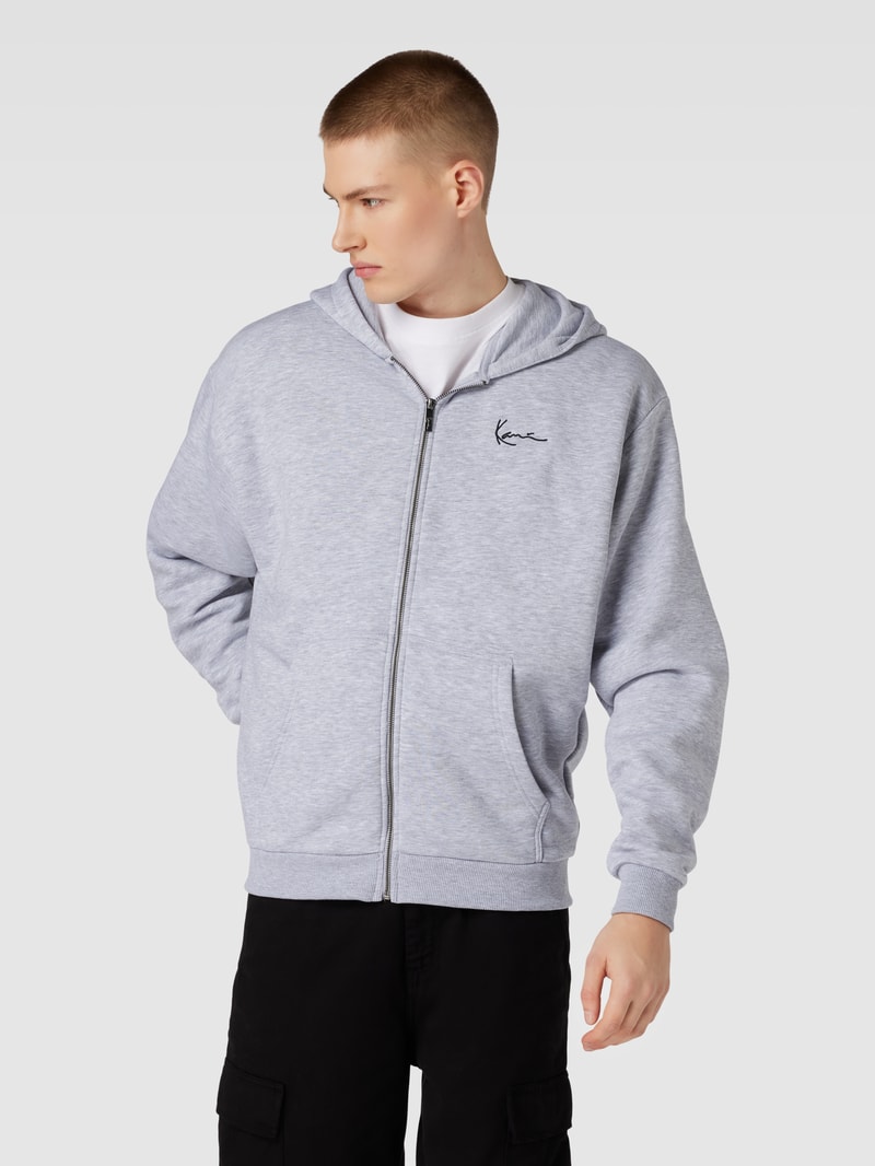 Sweatjacke mit Label-Stitching in hellgrau melange