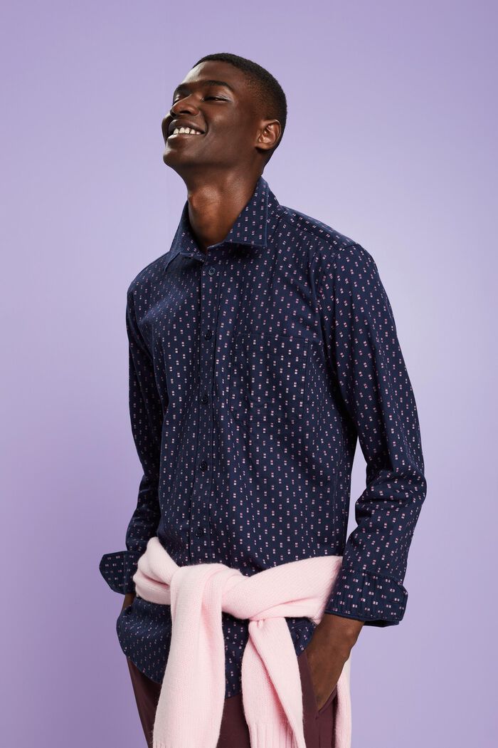 Schmal geschnittenes Twill-Hemd mit Muster