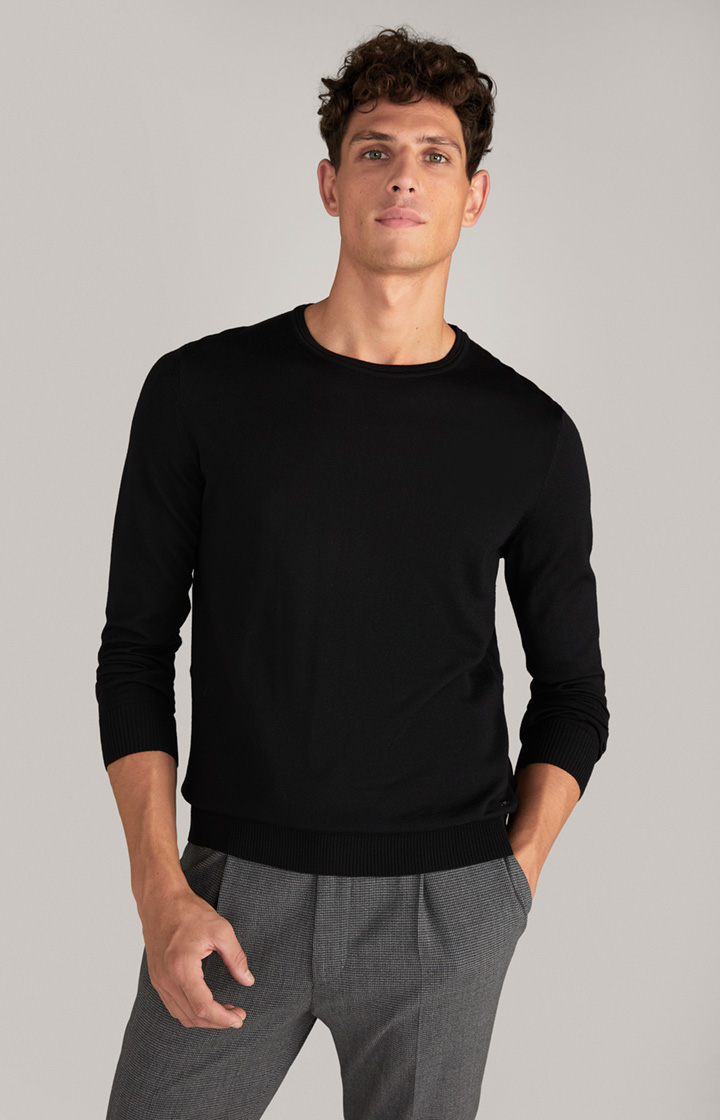 Merinowoll-Pullover Denny in Schwarz