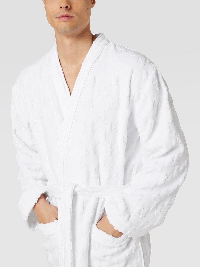 Bademantel mit Logo-Muster in weiß