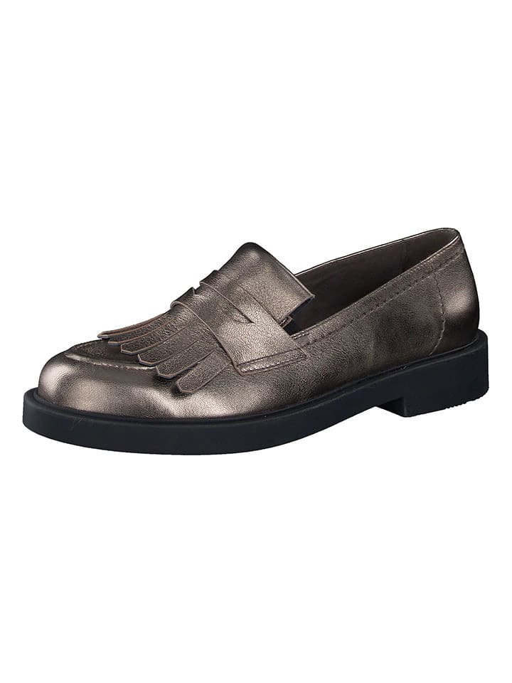 Paul Green Leder-Slipper  in Braun/ Gold günstig kaufen