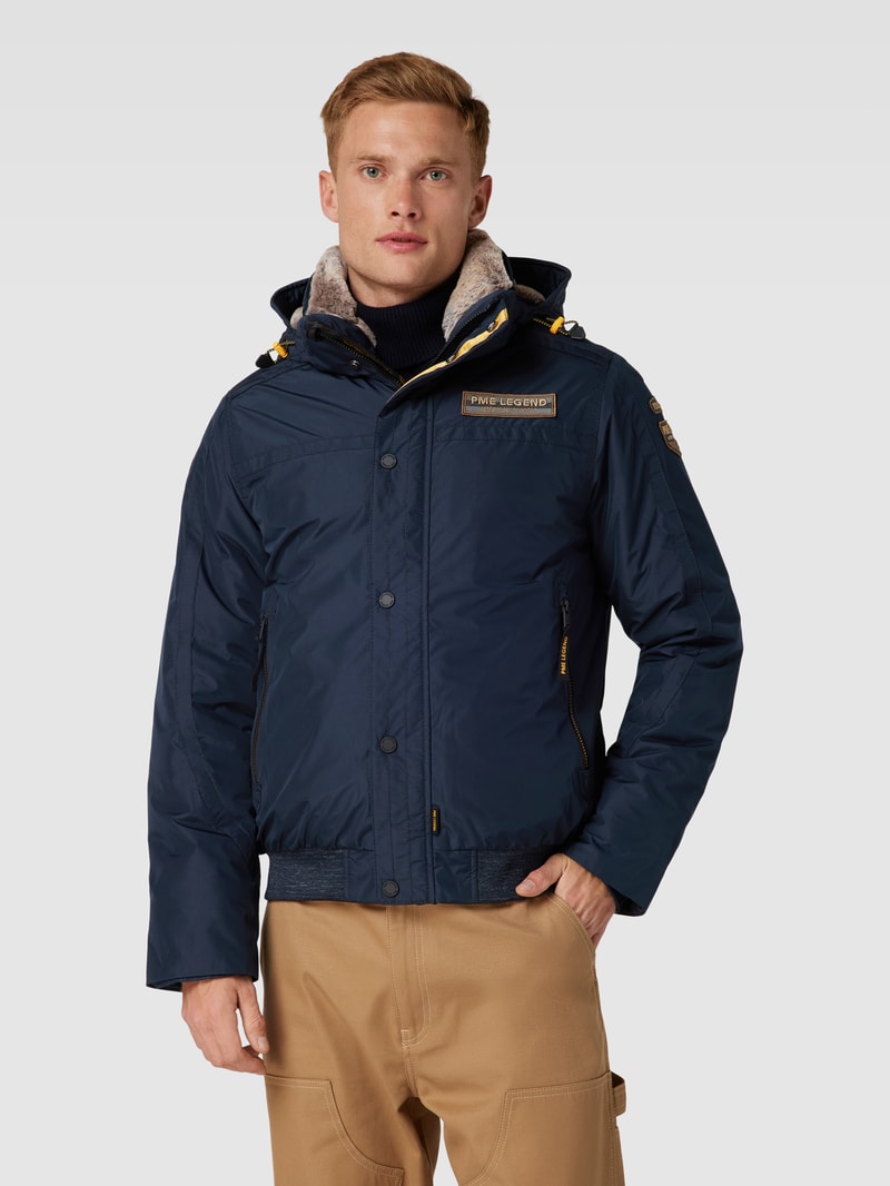 Bomberjacke mit Kunstfell Modell 'ICE STRIPER' in marineblau