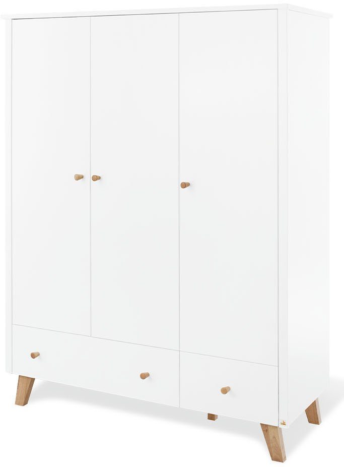 Pinolino® Babyzimmer-Komplettset Hilda & Pan, (Set, 3-St., Hausbett, Wickelkommode, Kleiderschrank), extrabreit groß; mit Hausbett, Wickelkommode & 3-trg. Kleiderschrank