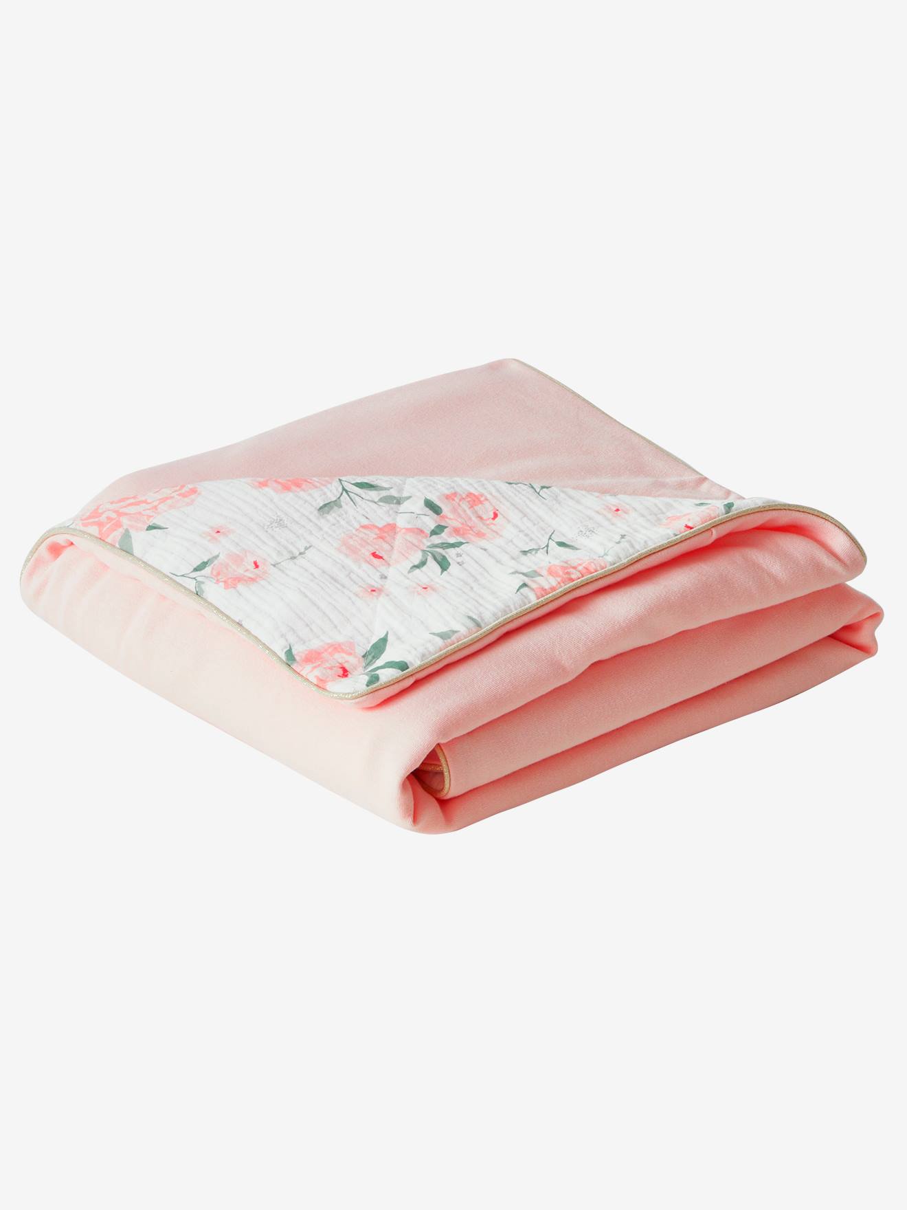 Couverture bébé jersey/gaze de coton EAU DE ROSE rose