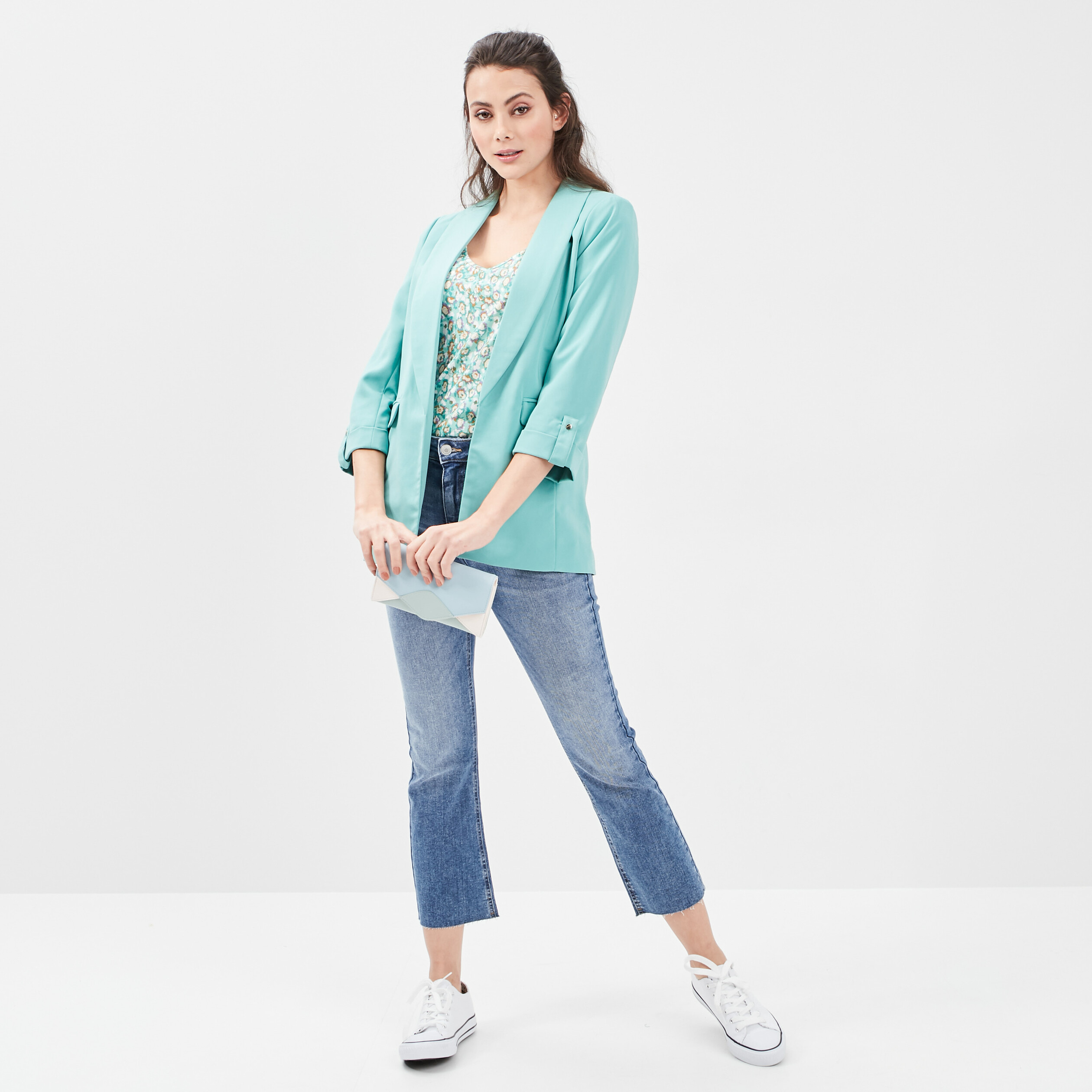 T-shirt manches courtes bleu turquoise femme | La Halle