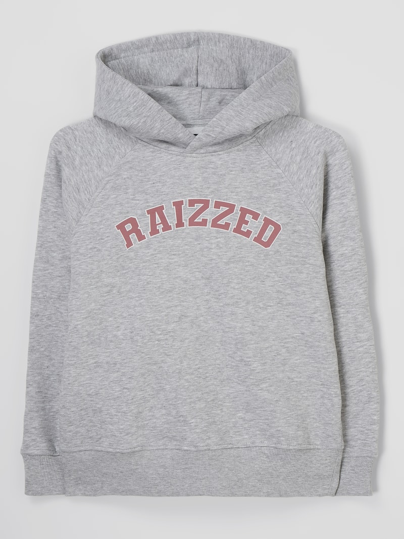 Hoodie mit Logo-Print Modell 'Charlotte' in hellgrau meliert