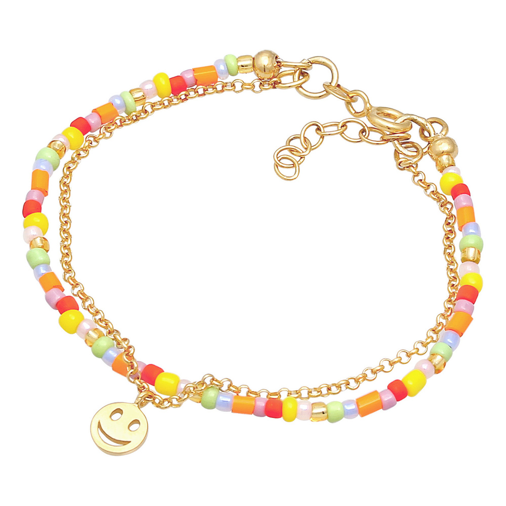 Elli Elli Bracelet Perles pour enfants Couche Beads Smile Emoji en argent sterling 925 Bracelet