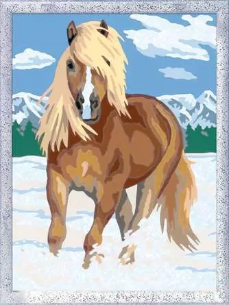 CreArt Haflinger im Schnee - Malen nach Zahlen für Kinder ab 9 Jahren
