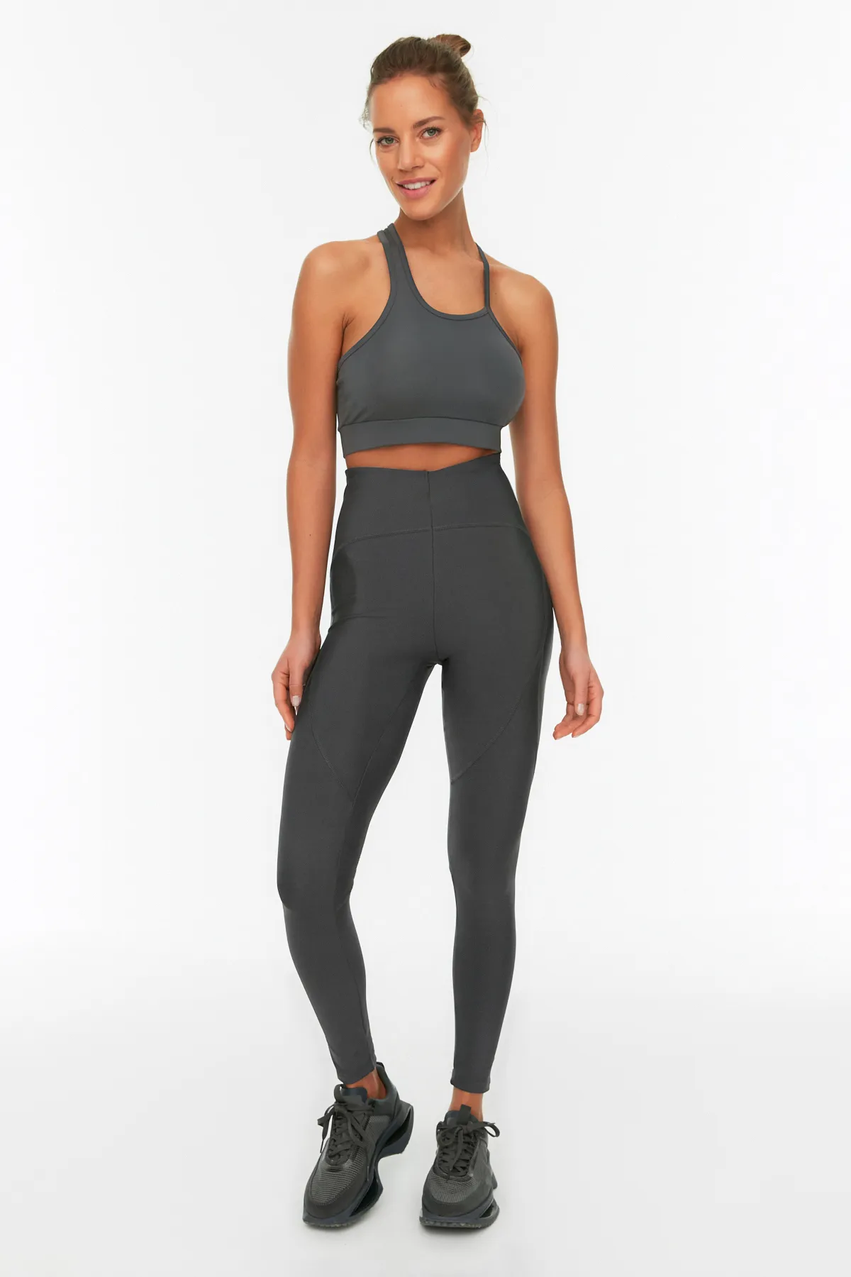 Trendyol Collection  Dunkelanthrazitfarbene Recovery-Sportleggings in voller Länge aus Strick TWOSS21TA0023