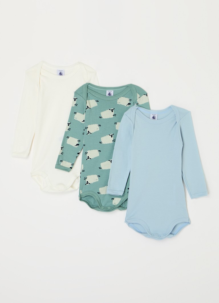 Petit Bateau zestaw 3 pajacyków z bawełny organicznej