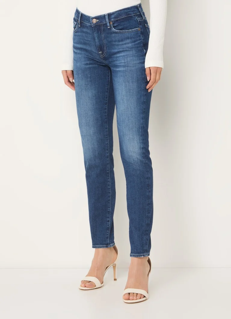 Blugi slim fit cu talie medie 7 For All Mankind Sliillsanmon, spălare medie