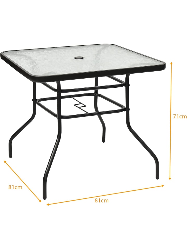 COSTWAY Balkontisch mit Schirmhoch 80x80x71cm in Schwarz günstig kaufen onesize
