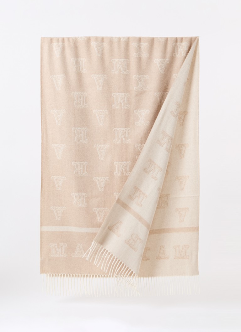Eșarfă MaxMara Klause din cașmir tricotat fin cu logo imprimat, 180 x 70 cm