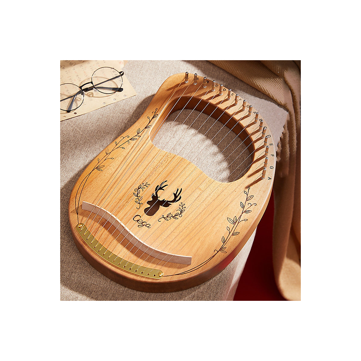 Harfe Tragbares Holz-Lyra 16 Saiten Kalimba Daumenklavier