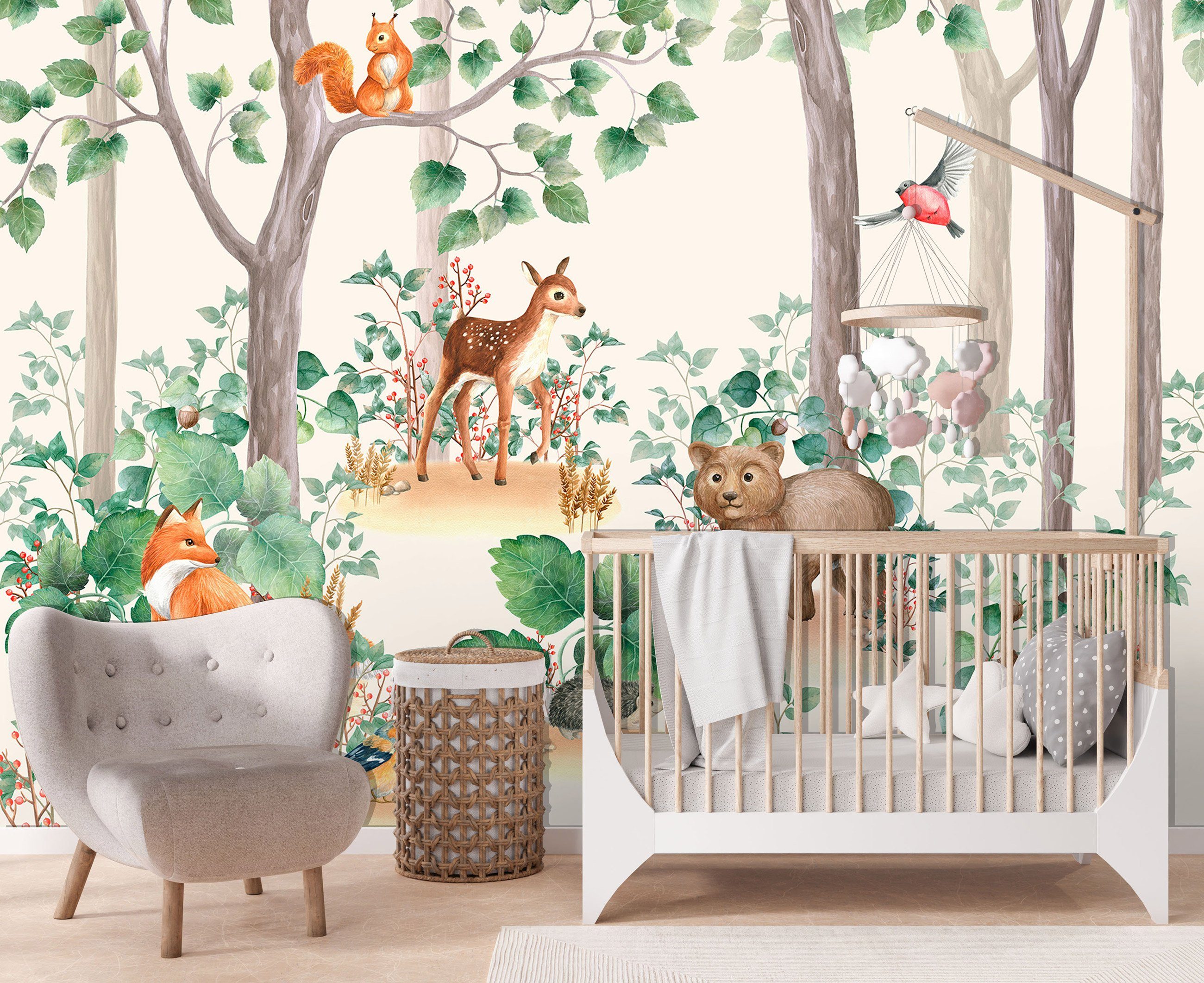 Wallarena Fototapete Kinderzimmer Jungen Mädchen Wald Tiere Vlies Tapete Vliestapete, Glatt Vlies Struktur Vinyl, Kinder, Märchenwald, Tapete inklusive Kleister Vliestapete Motivtapete