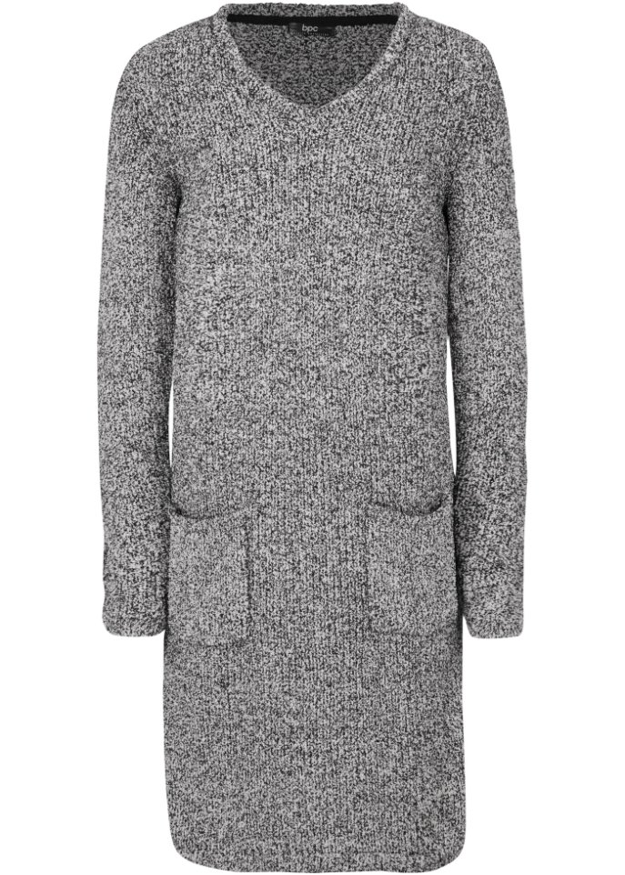 Flauschiges Strickfleecekleid mit Taschen, knieumspielend
