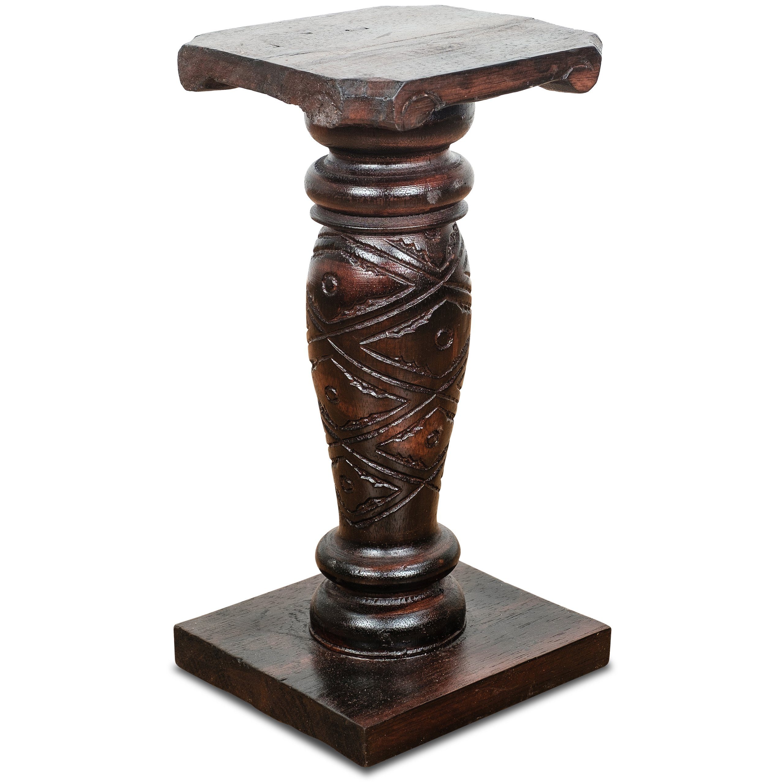 livasia Dekosäule Balinesische Säule aus Holz gemustert, handgefertigt, antik