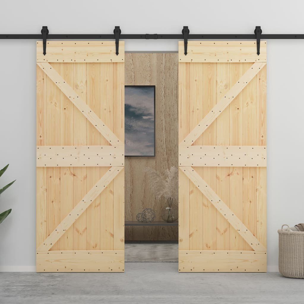 vidaXL Schiebetür Tür 100x210 cm Kiefer Massivholz (1-St)