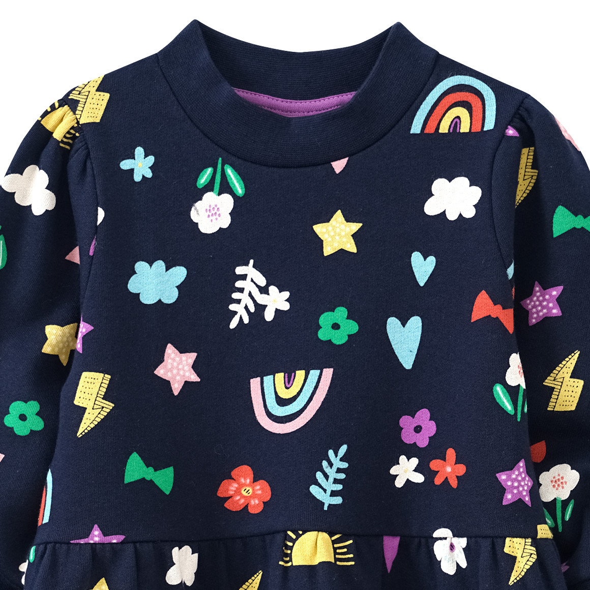 Mädchen Sweatkleid mit bunten Motiven