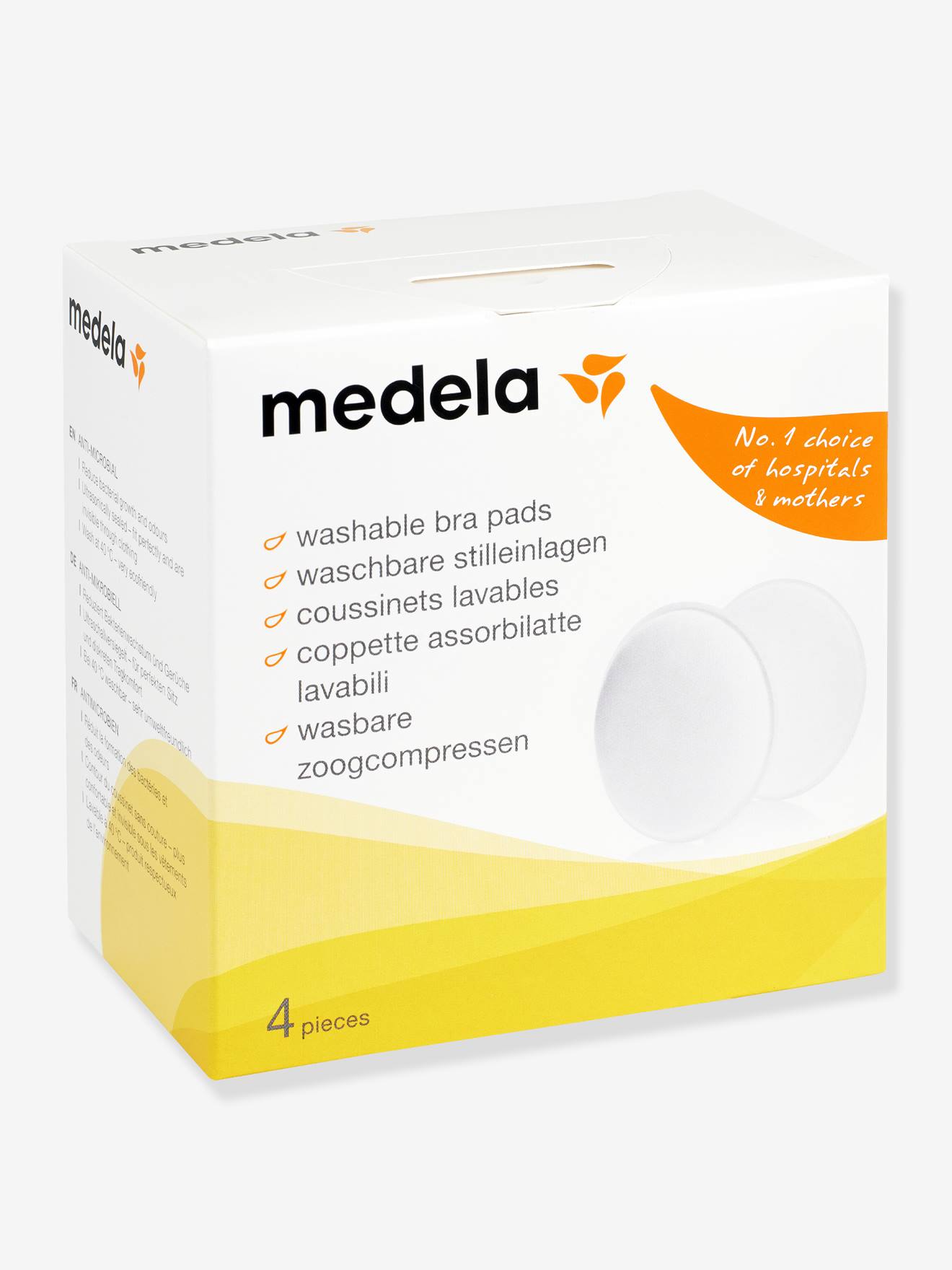Boîte de 4 coussinets d’allaitement lavables Safe & Dry MEDELA blanc