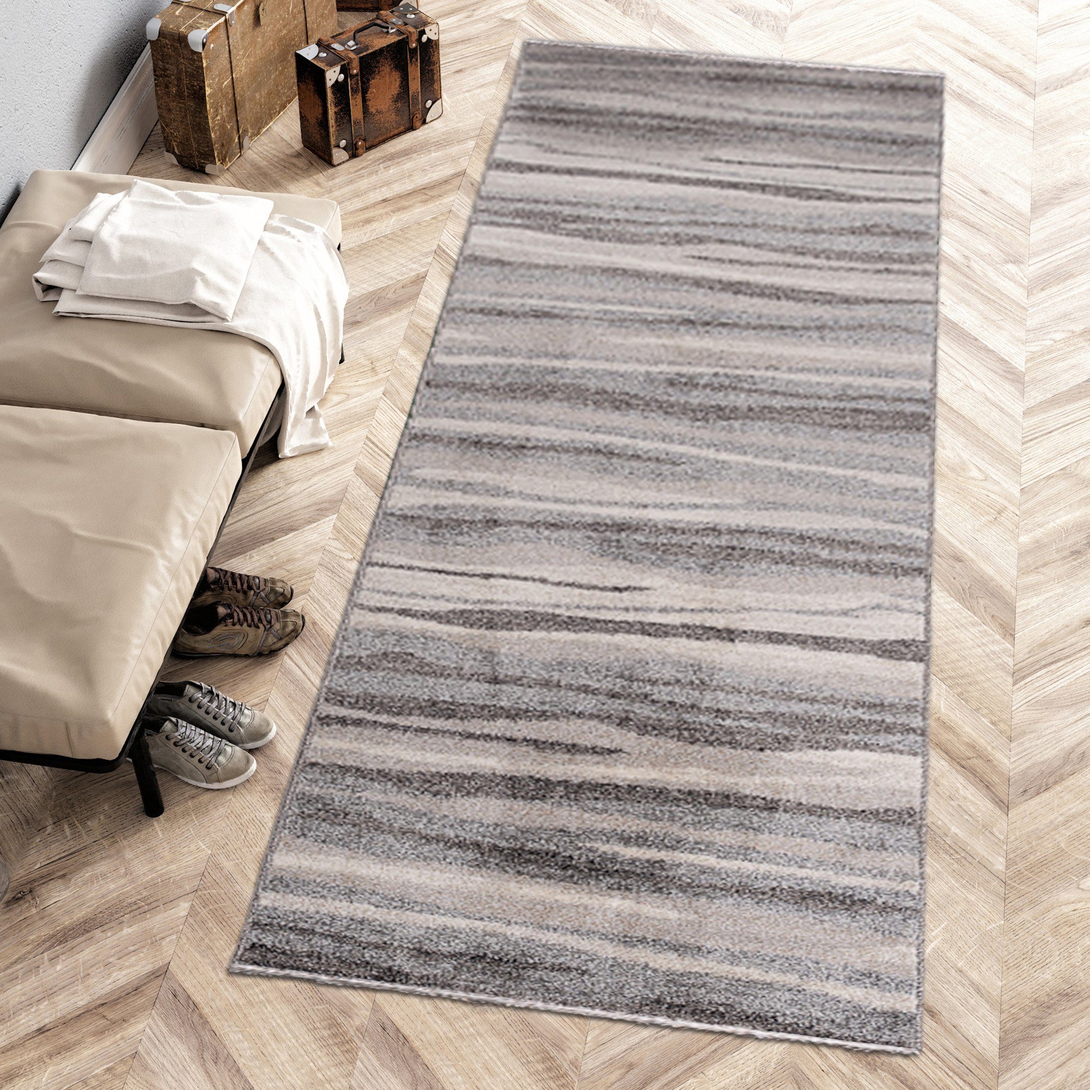 Läufer Läufer Flurläufer Modern für Vorzimmer, Küche - Grau, Mazovia, 120 x 100 cm, Kurzflor, Meterware, Höhe 10 mm, Kurzflor - niedrige Florhöhe